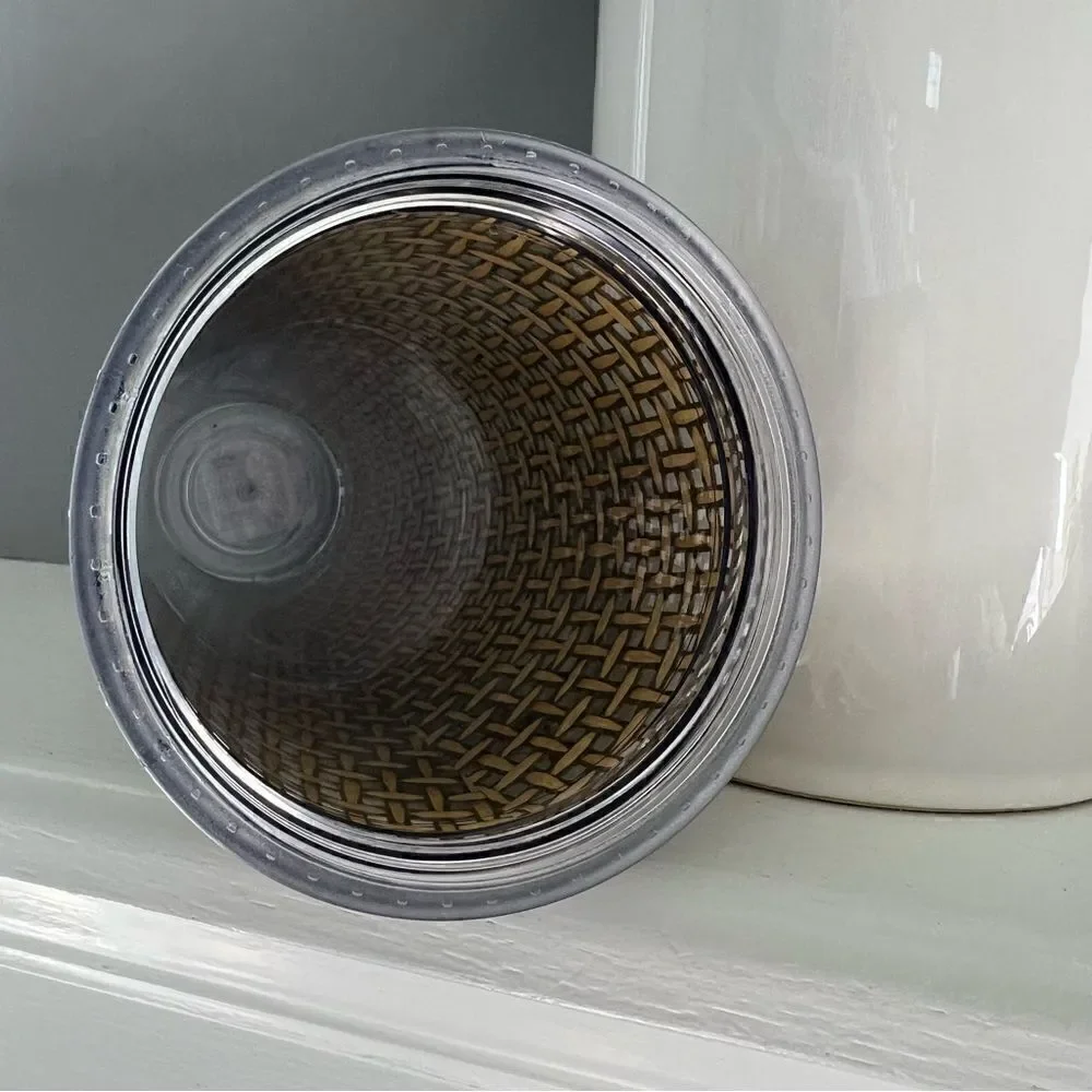 Starbucks Tumbler Cup Venti Cold Drink Burlap Woven Basket Weave Acrylic Cup NWT